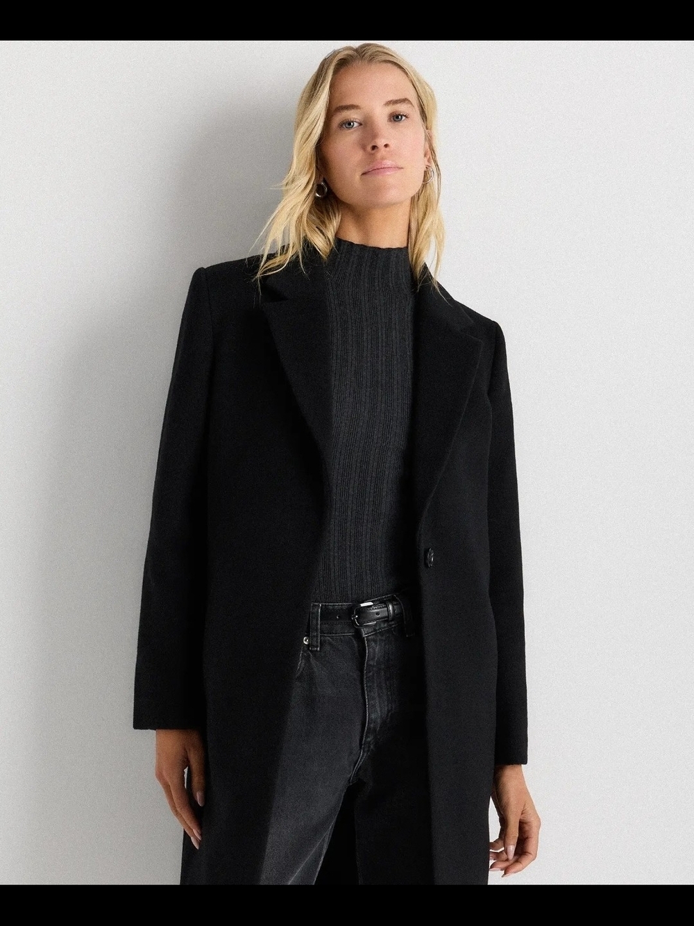 Quince Womens Wool Cashmere Blazer Coat Black $200, Sz XS, NWT